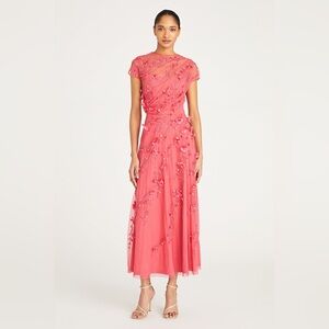 Theia Leona Petal Camellia Pink Floral Dress Size 14